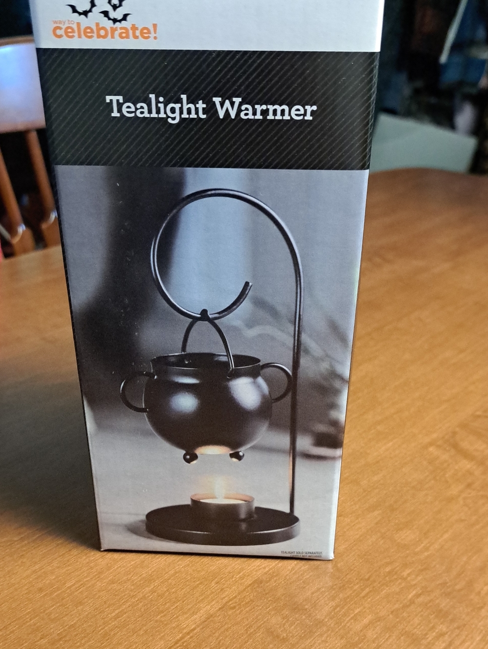 Celebrate It Black Cauldron Tealight Warmer with Hanging Stand